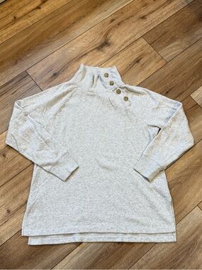 J. Crew Light Heather Gray Button-Shoulder Pullover